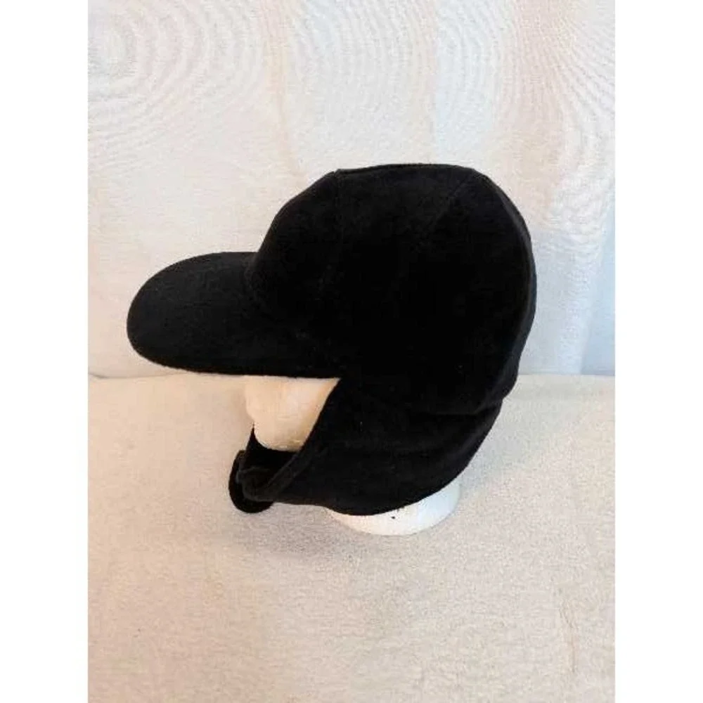Black Fleece Trapper Hat Ear Flaps Baseball Cap Style Winter Warm Mens Hat